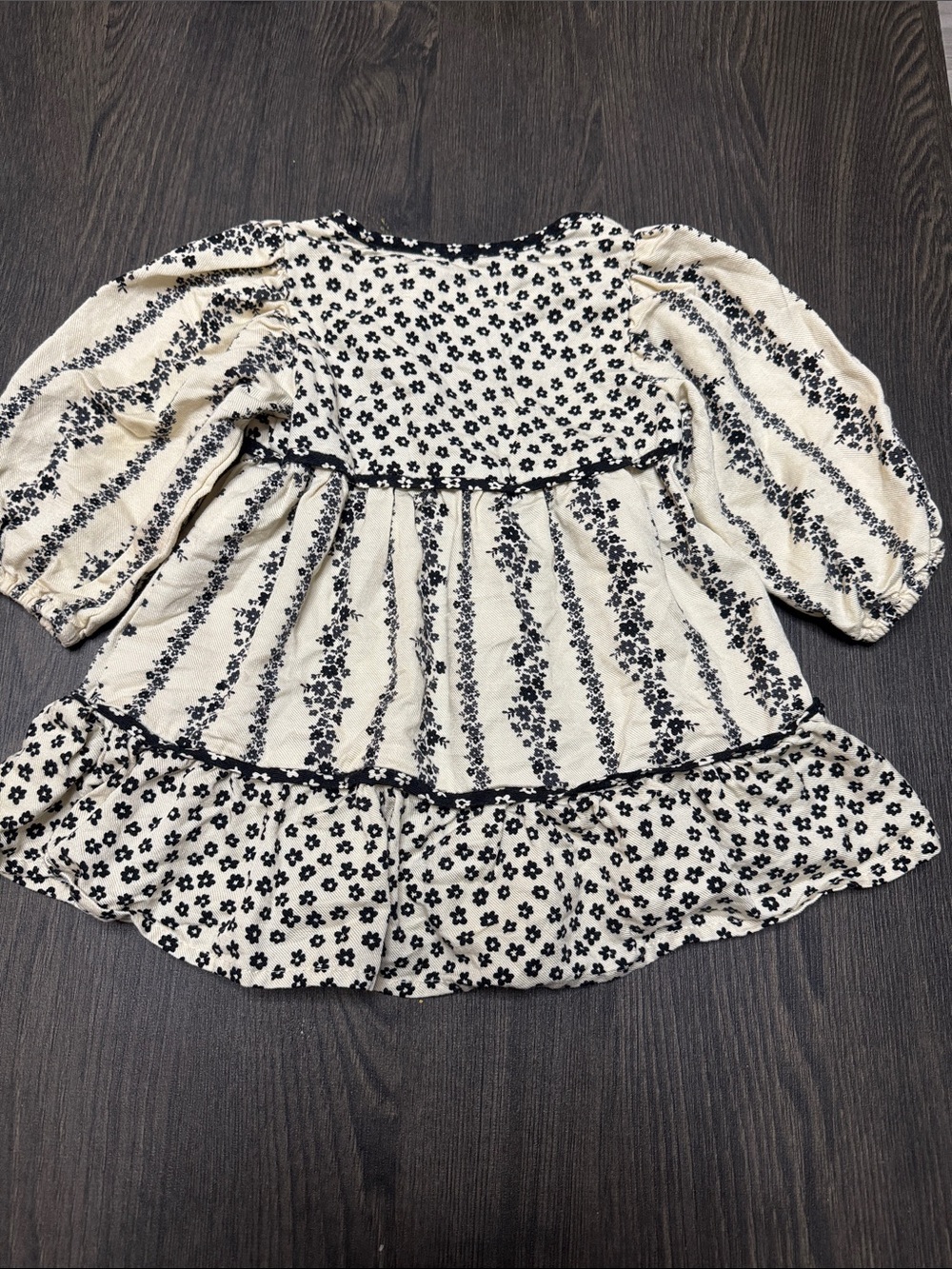 Zara Black and Cream Floral baby dress
